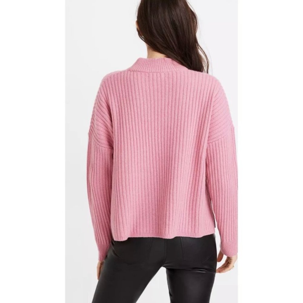 Madewell Pink (Re)sourced Cashmere & Wool Ribbed Mockneck Pullover Sweater XS - Picture 4 of 11